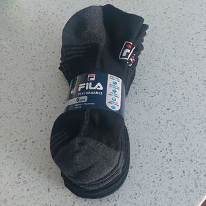 Fila Men's Black Performance Socks - 6 Pack, Size 10-13